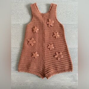 Brown Crochet jumpsuit with Floral Design